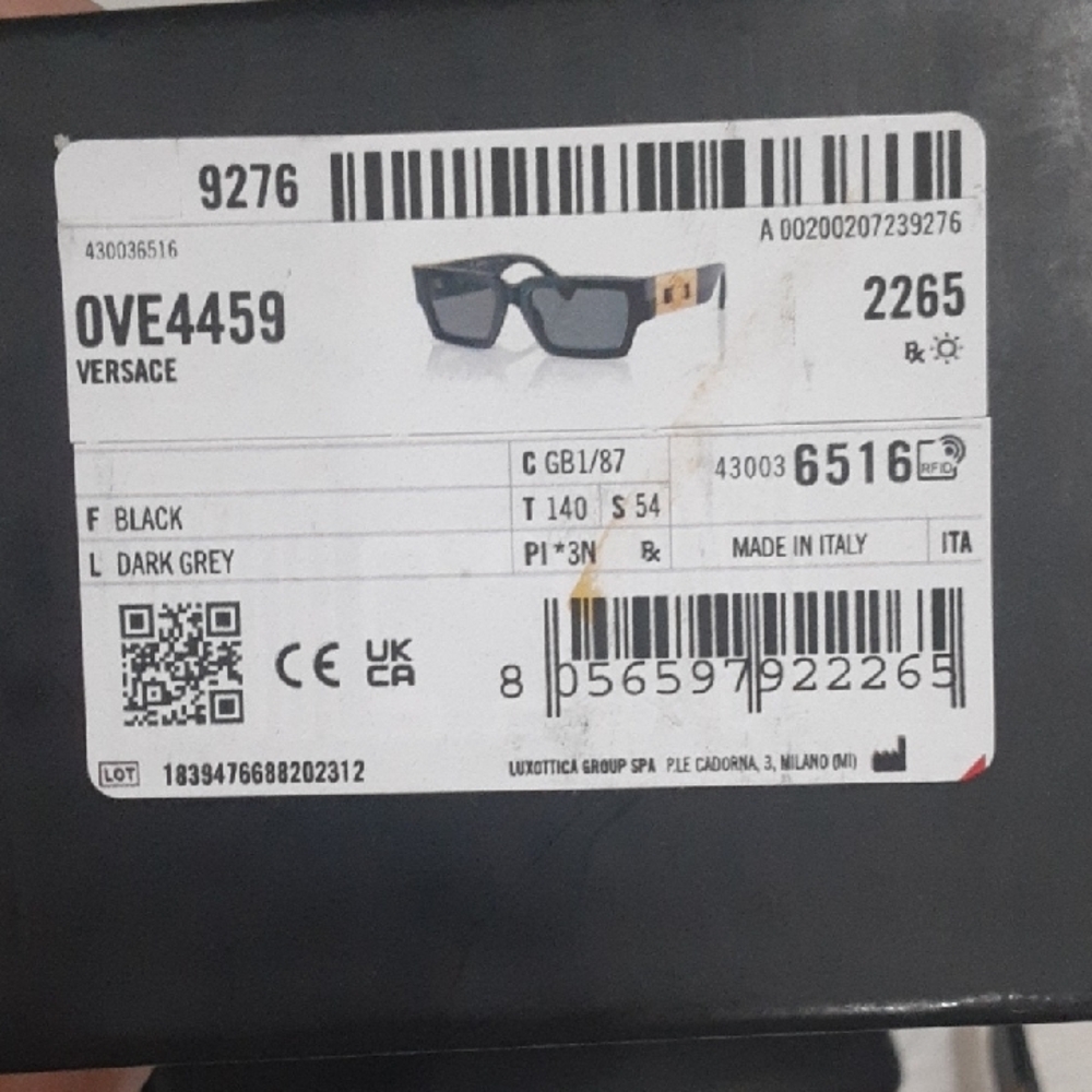 Versace Rectangular Black Sunglasses - image 8